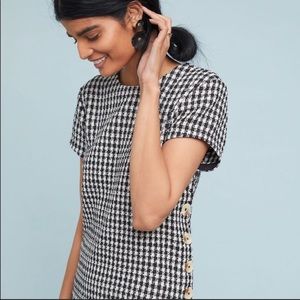 Anthropologie Maeve Townshend Tweed Houndstooth Black/White Top